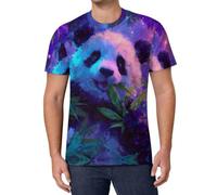 Fantasy Panda Neon Mens Short Sleeve T-Shirts Crew Neck Casual Shirt Summer Tees