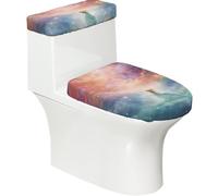 Fantasy Paradise Space Soft 2Pcs Toilet Lid - Tank Covers, Elastic Reusable for U/O Shape Toilets, Bathroom Decor