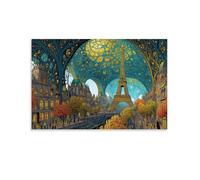 Fantasy Paris City Poster Artwork Eiffel-Tower Giclee Canvas Prints Modern Canvas Wall Art Picture Wall Hanging for Living Room Home Decorations 12x18inch(30x45cm)