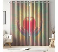 Fantasy Peace Blackout Curtains Eyelet Thermal Insulated Printed Curtain Dreamy Apples Glow Ring Top Drapes for Bedroom Living Room Window Decor, W 90 x D 90 in 2 Panels