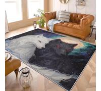 Fantasy Phantom Wolf Flannel Rug for Living Room & Bedroom Soft Fluffy Carpet Animal Wolf Non-Slip, Machine Washable, Kids Area Rug Mat for Playroom & Floor Protector 160x230 cm