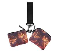 Fantasy Phoenix Bird Red Flame Dual Coin Purse Credit Card Holder Wallet Small Detachable Zipper Cash Coin Purse with Zipper Pocket for Lady 2 Packs, fantasy phoenix bird red flame, One Size, Casual