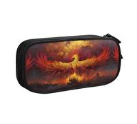 Fantasy Phoenix Large Capacity Double Layer Pencil Case,Customizable Full Print Polyester Fabric Organizer-School, Office, Travel Makeup Pouch