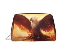 Fantasy Phoenix Leather Makeup Bag, Large-Capacity Travel Storage Bag, Dual-Purpose Toiletries and Makeup Bag
