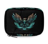 Fantasy Phoenix Pattern Pill Organizer Travel Medicine Case with Zipper Daily Vitamin Storage Bag Portable 8 Slot Weekly Pill Box Supplement Holder for Home Office Gym Travel