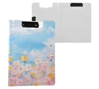 Fantasy Pink Flower Field Clipboard Folder, A4 Size Folder Clipboard with Pen Slot for Office School