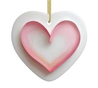 Fantasy pink love Print Christmas Tree Ceramic Hanging Ornament - Heart-Shaped Xmas Decoration for Holiday Festivals