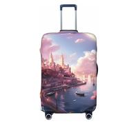 Fantasy Pink Seaside Town Travel Luggage Covers - Elasticity Suitcase Covers Protector for Luggage 18-32 Inch