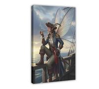 Fantasy Pirate Fairy Poster Canvas Poster Wall Art Decor Print Picture Paintings for Living Room Bedroom Decoration 16x24inch(40x60cm)