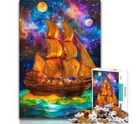 Fantasy Pirate Ship 1000 Piece Jigsaw Puzzle for Adults And Teenagers,Pattern Assembly Fun at Home Activities,Birthday Present,Travel Gifts (38x26cm)