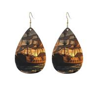 Fantasy Pirate Ship Acrylic Hoop Earrings For Women Teardrop Dangle Earrings Lightweight Fashion Jewelry Gifts Outfits Accessories For Women Ladies