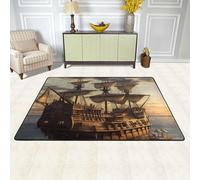 Fantasy Pirate Ship Area Rugs for Living Room Non-Slip Washable Rug Modern Floor Carpet Large Fuzzy Rugs Ultra Soft Plush Indoor Throw Carpet for Bedroom Dining Room Home Decor 36"x24"