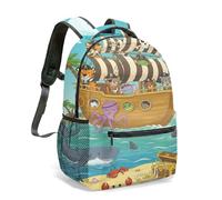 Fantasy Pirate Ship Backpack for Kids, 41 cm 360° Full Print Animal Pirates Rucksack, Cute Ocean Adventure School Bag (01)