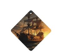 Fantasy pirate ship Car Air Fresheners Cards Set of 4 Pieces, Long-Lasting Auto Aromatherapy Tablets Gifts Car Rearview Mirror Pendant Hanging Scented Cards for Wardrobe Bathroom