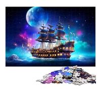 Fantasy Pirate Ship Jigsaw Puzzles 1000 Pieces for Adults Jigsaw Puzzles Perfect for Family Gatherings, Birthdays, Holidays 50x75CM/19.68x29.52inch