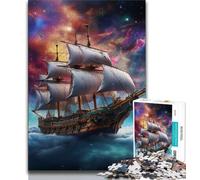 Fantasy Pirate Ship Jigsaw Puzzles for Teenagers 1000,Toys Educational Games Stress Relieving Suitable for Desktop Decoration (38x26cm)
