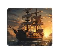 Fantasy pirate ship Mouse Pad with Stitched Edge, Comfortable Mouse Pads with Non-Slip Rubber Base Gaming Mouse Mat Washable Mousepads Computers Laptop Desk Accessories for Office 7 x 8.6 in