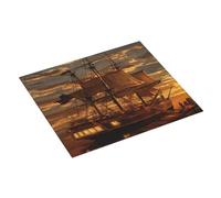 Fantasy Pirate Ship Print Kitchen Counter Absorbent Dish Drying Mat Foldable Reusable Coffee Sink Rack Pad