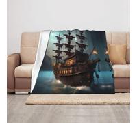 Fantasy Pirate Ship Print Living Room 50 X 40 in Throw Blanket Soft Warm Plush Blankets for Sofa
