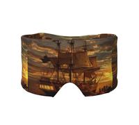 Fantasy Pirate Ship Print Sleep Eye Mask with Earmuffs Soft Pressureless Cooling Blackout Eye Covers for Sleeping,Keeps Warm, Shading, Comfortable Aid Strap
