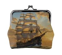 Fantasy Pirate Ship - Print Women's Compact Coin Purse with Lock Waterproof for Travel Gifts