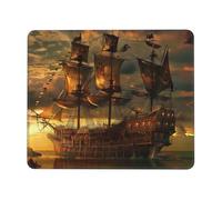 Fantasy Pirate Ship Printed Gaming Mouse Pad 12x10 Inches, Non-Slip Rubber Base Laptop Mousepad Desk Mat with Stitched Edges for Gamer, Office, Home