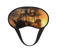 Fantasy Pirate Ship Sleep Mask for Side Sleeper Soft Breathable Sleeping Eye Mask Blackout Silk Eye Sleep Shade Cover with Elastic Strap Night Blindfold for Women Men Travel Nap