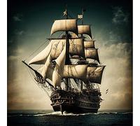 Fantasy Pirate Ship Square Greeting Card - Gift Idea Special Occasion Blank Inside With Envelope Premium Unique Design Quality Included Uk Designed Thoughtful