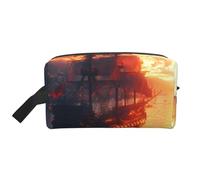 Fantasy Pirate Ship Water-Resistant Travel Toiletry Organizer Bag, Large Capacity Portable Cosmetic Storage for Gym/Daily Essentials