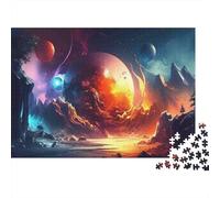 Fantasy Planet Landscape 1000 Piece Puzzles Colorful Fiery Moon Mountain Home Decoration Educational Game Gifts Puzzles for Adults Jigsaw Puzzles for Adults 52x38cm/1000pcs