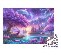 Fantasy Planet Landscape Colourful Purple Fairy Castle 1000 Pieces Jigsaw for Adults Beautifully Illustrated Challenging Home Activity 70x50cm/1000pcs
