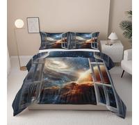 Fantasy Planet Ultra Soft Duvet Cover Double Size, Starry Sky Bedding Set, Durable & Breathable Dream Nebula Comforter Cover Set, Mysterious Universe All Season Comfort Quilt Bedding Cover