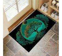 Fantasy Plants Doormat - Inside And Outside Welcome Mat, Green Indoor Front Doormat With Non-Slip Backing, Heavy Duty Entrance Mat, 45 X 75 Cm Tree Of Life