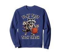 Fantasy PLAY FAST TALK TRASH Raccoon Basketball Trash Panda Sweatshirt