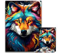 Fantasy Psychedelic Wolf Puzzles for 1000 Piece Wooden Puzzles Brain Challenge Game for Teenagers & Family Interaction 1000 PCS(75x50cm)