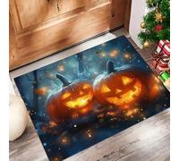 Fantasy Pumpkin Door Mats Indoor 40 X 60 Cm, Machine Washable Inside Door Mat, Halloween Decorations Absorbent Entrance Rug, Anti-Slip Floor Mats For Front Rear Doors (Grey)