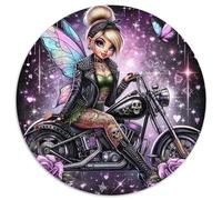 Fantasy Punk Fairy 1000 Piece Jigsaw Puzzle Round Paper Jigsaw Puzzle for Adults Magical Night Scene