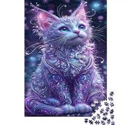Fantasy Purple Cat 1000 Piece Jigsaw Puzzle Paper for Adults Night Art Style Puzzle Game for Family 38x26cm/1000pcs