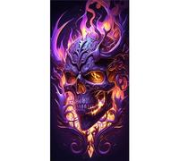 Fantasy Purple Skull Diamond Painting,5D DIY Full Drill Diamond Art Painting Kits for Adults Kids,Crystal Rhinestone Embroidery Cross Stitch Arts Crafts for Home Wall Decor Gift Round Drill,12x24 inch