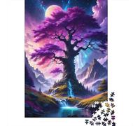 Fantasy Purple Tree 1000 Piece Jigsaw Puzzle Paper for Adults Mountain Night Sky Relax 52x38cm/1000pcs