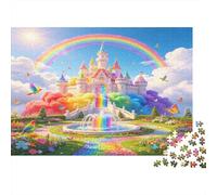 Fantasy Rainbow Castle 1000 Piece Jigsaw Puzzle Paper Jigsaw Puzzle for Adults Colourful Cloud Scene Relaxing Home Decor 38x26cm/1000pcs