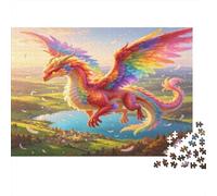 Fantasy Rainbow Dragon Jigsaw Puzzle for Adults 1000 Piece Jigsaw Puzzle Paper Puzzle Game Imaginative Scene Family Focus Relax Home Gift 38x26cm/1000pcs