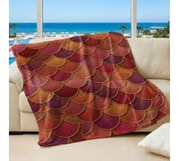 Fantasy Rainbow Mermaid Scales Printed Blanket, Dreamy Ocean Theme Flannel Throw Blanket for Kids and Home Sofa Bed Use (02,200x200cm)