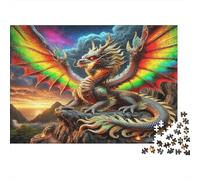 Fantasy Rainbow Winged Dragon 1000 Piece Jigsaw Puzzle Paper for Adults Magical Mountain Scene Puzzle Game for Family Focus Relax Decor Gift 70x50cm/1000pcs