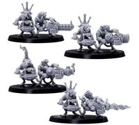 Fantasy Ratmen Driller Flamer Mortar Crew Bundle Set, Tabletop Games Miniature Ratfolk Heavy Weapon Armor Figures for Wargaming
