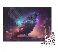 Fantasy Raven 1000 Pieces Jigsaw Paper Puzzle for Adults Brain Training Night Sky Crow Paper Jigsaw Wall Art Gift 52x38cm/1000pcs