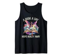Fantasy Reader Book Dragon A Book a Day Keeps Reality Away Tank Top