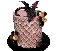 Fantasy Red 3D Dragon Cake Topper Dragon Eggs Cake Decor Black Balls Cake Decor for Baby Shower Birthday Wedding Party Supplies