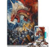Fantasy Red Dragon Jigsaw Puzzles for Teenagers 1000 Jigsaws,Learning Educational Toys Family Games with Matching Poster And Trivia Sheet (75x50cm)