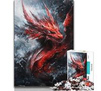 Fantasy Red Dragon JigsawPuzzle 1000 Pieces for Teenagers,Challenging Family Activity Games DIY Toy for Home Wall Decor Gifts (38x26cm)